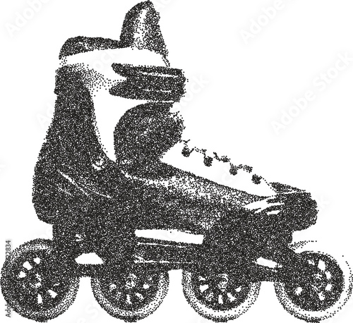 Skate y2k retro stipple art urban brutalist halftone vector png transparent, street 2000s photocopy effect tattoo aesthetic