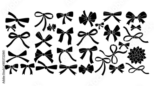 Collection of various black bow shapes and designs