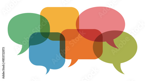 Colorful overlapping speech bubbles representing communication and ideas