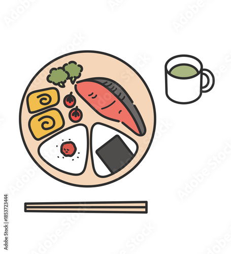 おにぎりワンプレートランチのイラスト