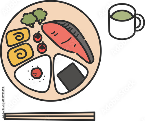 おにぎりワンプレートランチのイラスト