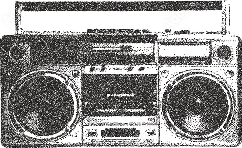 Radio y2k retro stipple art broadcast brutalist halftone vector png transparent, frequency 2000s photocopy effect tattoo aesthetic
