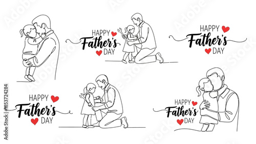 Happy Father's Day illustrated moments of love and connection between father and child
