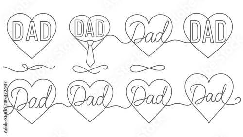 Heartfelt Father's Day Typography with "DAD" in a Continuous Line Drawing Style