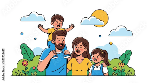 Happy Family Outdoors Enjoying a Sunny Day Together