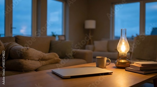 Wallpaper Mural Peaceful Evening Home Lifestyle with Minimal Workspace Torontodigital.ca