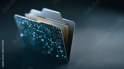 An Open Folder Symbolizing Data Storage and Management in a professional, clean image. The folder showcases the organization and accessibility of digital information.