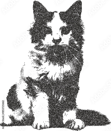 Cat y2k retro stipple art feline brutalist halftone vector png transparent, kitten 2000s photocopy effect tattoo aesthetic