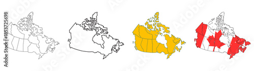 Fotografía Canada map Silhouette - Canadian Map Illustration in various styles