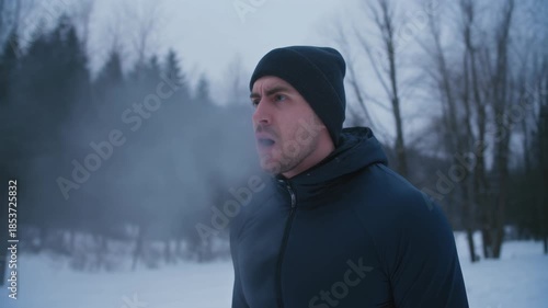 Man in Winter - A Cold Breath in the Snow.