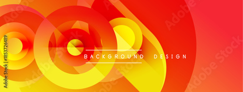 Abstract design features overlapping circles, vibrant orange, yellow hues. Modern aesthetic, suitable for backgrounds, presentations.