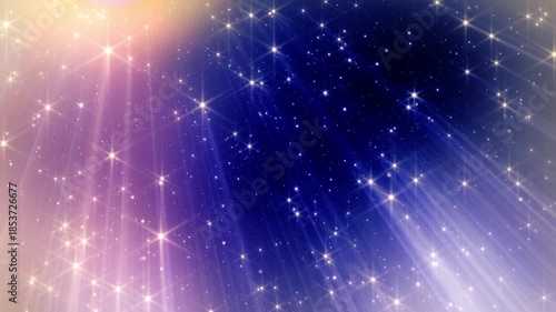 Colorful twinkle stars and light rays floating in space