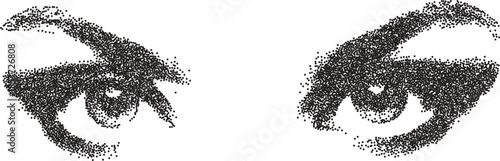 Eye vintage y2k stipple art, vision halftone stipple brutalist retro vector png with transparent background, iris 2000s aesthetic photocopy effect tattoo