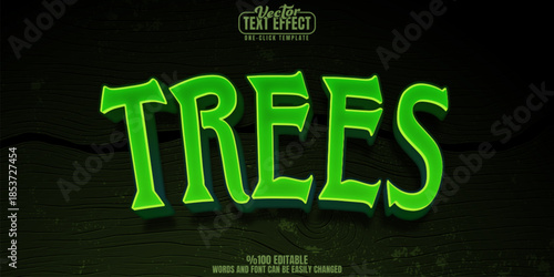 Jungle editable text effect, customizable tree and rainforest 3d font style