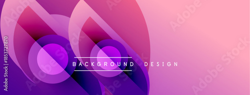 Abstract gradients form overlapping circles. Pink, purple hues blend smoothly. Text reads background design centrally positioned. Modern aesthetic.