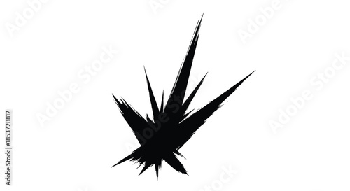 Dynamic black jagged burst or explosion shape representing a sudden impact or loud noise in a comic book style.