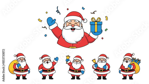 Festive Santa Claus Collection Cheerful Illustrations for Holiday Greetings and Promotions