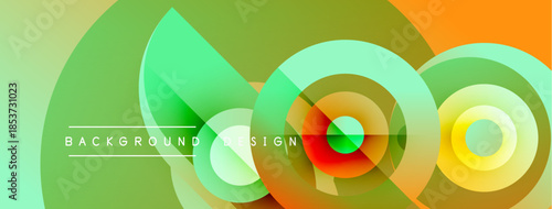 Abstract colorful layers create dynamic visual effect. Gradient shapes overlap, forming modern background design. Bright hues blend seamlessly.