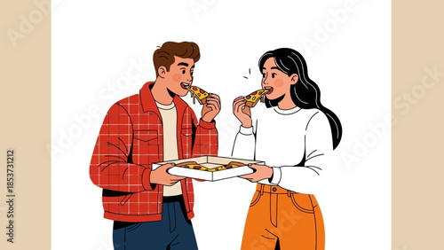 Couple sharing a delicious pizza in a joyful moment of togetherness and culinary delight