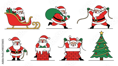 Santa Claus in Various Poses and Situations, Holiday Icons