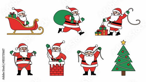 Festive Santa Claus Vectors Cheerful Christmas Season Characters & Elements
