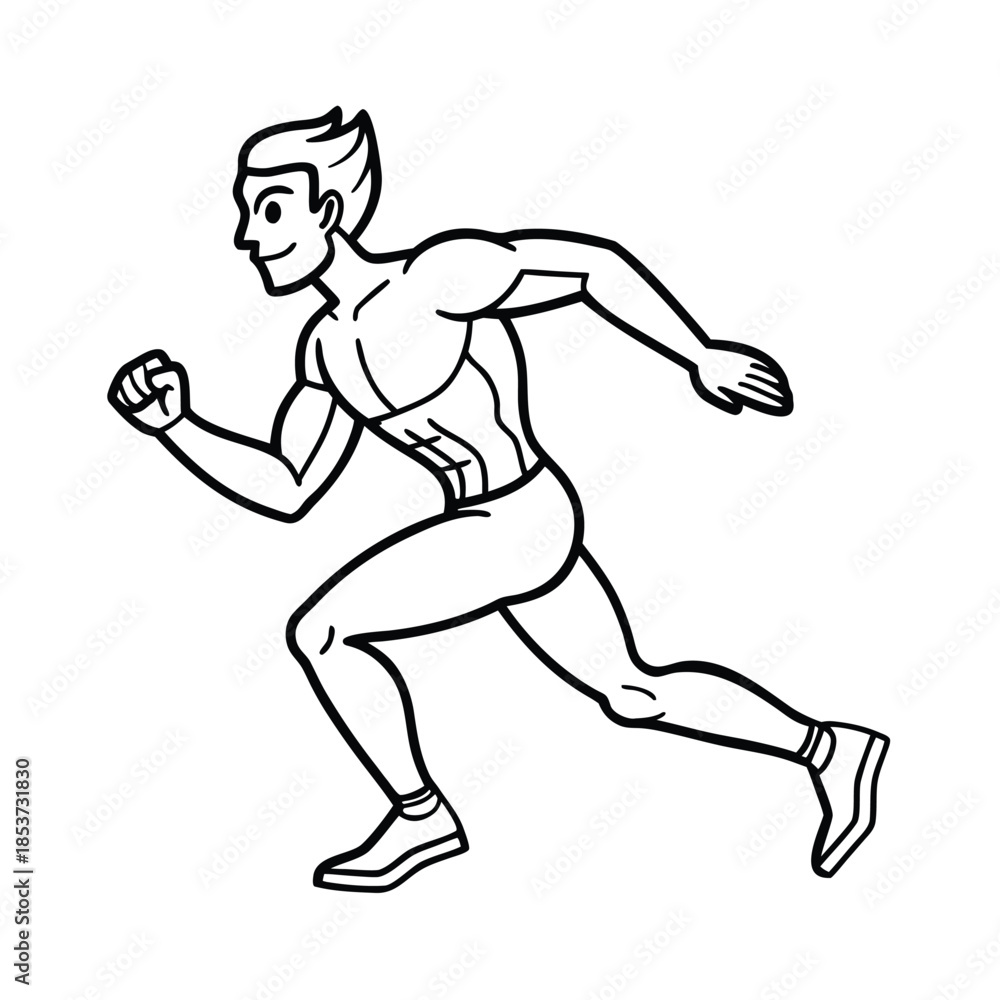 Obraz premium Continuous Running Man Vector Image vector line art on white background