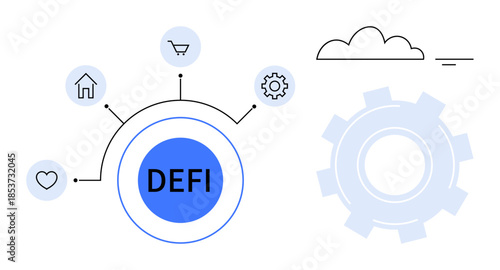 Decentralized finance concept. Decentralized finance innovations impacting banking, transactions, and operations. Decentralized finance for payment systems, blockchain applications, financial growth