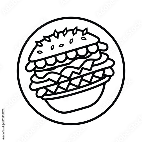 Doner Kebab Icon Hand Drawn Vector Image vector line art on white background