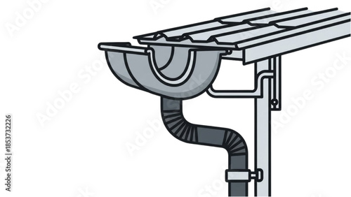 Drainage System Illustration Showing Gutter and Downspout Installation