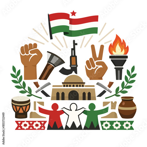 Square National Day Icon Showing Greater Poland Uprising Celebration Freedom Unity Cultural Symbols Minimal Flat Illustration