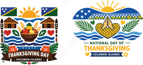 National Day Of Thanksgiving Solomon Islands Celebration With Cultural Symbols Nature Gratitude Minimal Clean Design