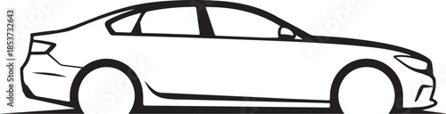 Black car driving on a road isolated on a white background vector illustration