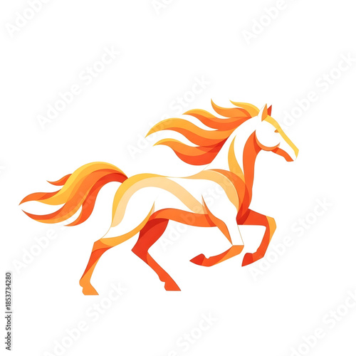 Running Fire Horse with Flaming Mane and Tail Illustration for Chinese Zodiac Year