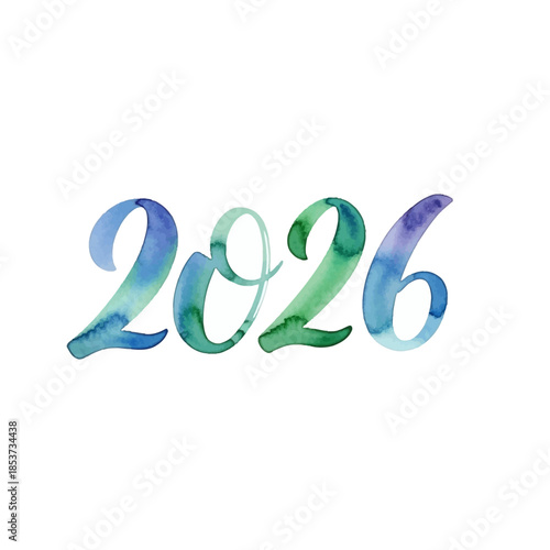 New Year 2026 illustration features colorful numbers on white background