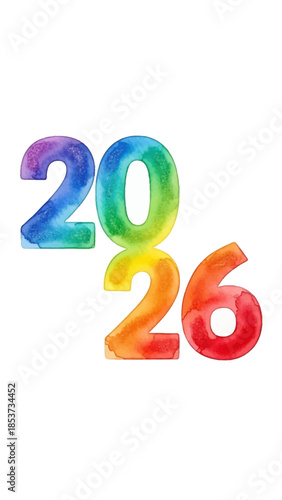Rainbow colors mark New Year 2026 with vibrant illustration art
