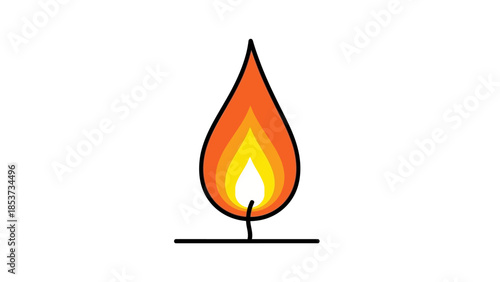Vibrant orange flame burns brightly on a wick in airy space New Year
