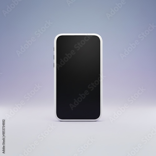 Minimalist white smartphone with a blank black screen. Modern mobile phone for app display and technology advertising concept.
