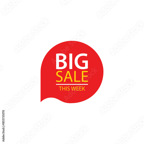 Bright red vector graphic announcing a big sale event happening this week for retail promotions