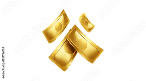 Golden money currency finance wealth and prosperity concept with shiny gold banknotes floating in mid air symbolizing luxury success and abundance in modern digital style