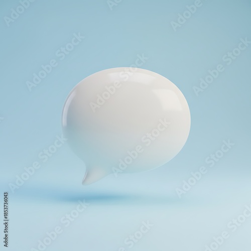White speech bubble against a light blue background. Minimalist communication icon for message, chat, or dialogue concept.