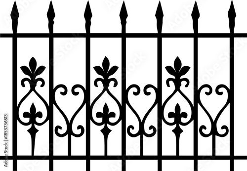 Ornamental Wrought Iron Fence Illustration