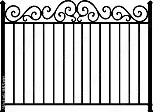 Ornamental Wrought Iron Fence Illustration