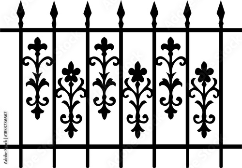 Ornamental Wrought Iron Fence Illustration