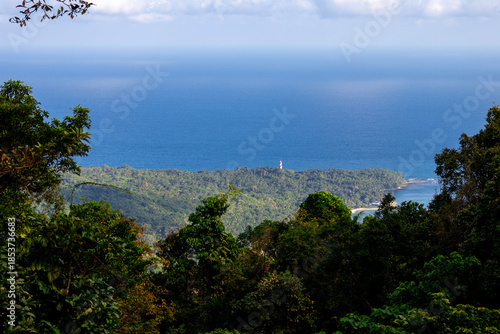 Panoramic View of North Bay Island and Tropical Coastline from Mount Harriet, Andaman Islands, India
