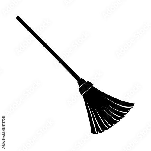 vector clip art broom on white background for web and graphic design