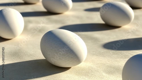 Minimalist Eggscape - A Serene Still Life of White Eggs.