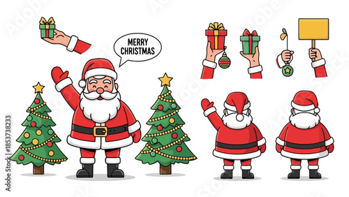 Festive Santa Claus Illustrations Christmas Holiday Elements in Vector Graphics