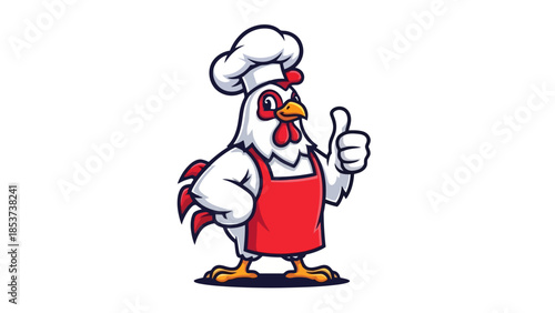 Cute cartoon chicken chef giving a thumbs up, illustrating culinary excellence and delicious food preparation for restaurants and food businesses