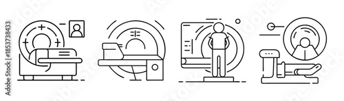 Medical imaging devices set featuring mri and ct scanners for diagnostic healthcare