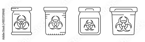Collection of biohazard containers illustrating proper disposal and safety in medical and laboratory settings